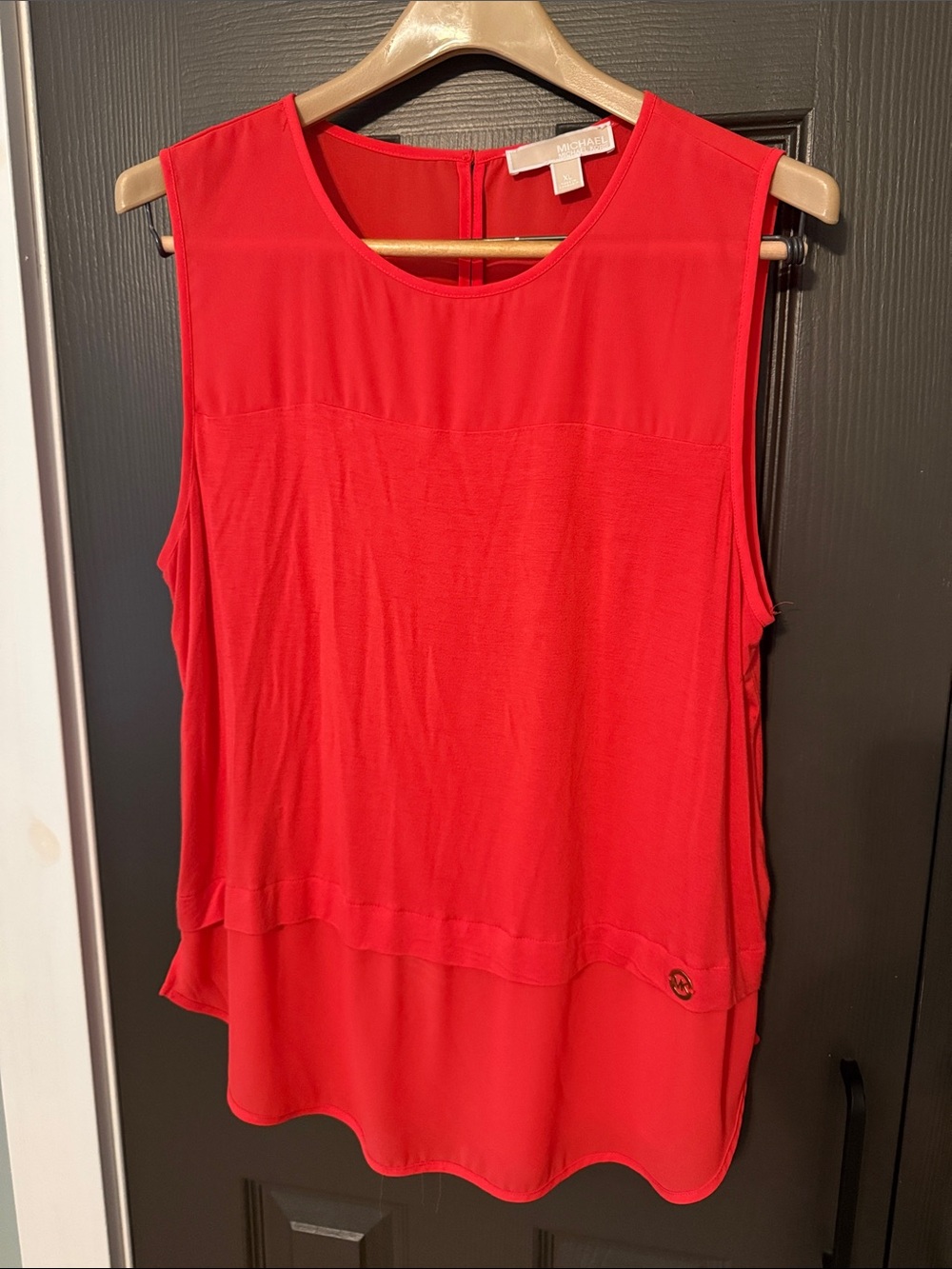 MICHAEL Michael Kors Bright Red Layered Sleeveless Blouse